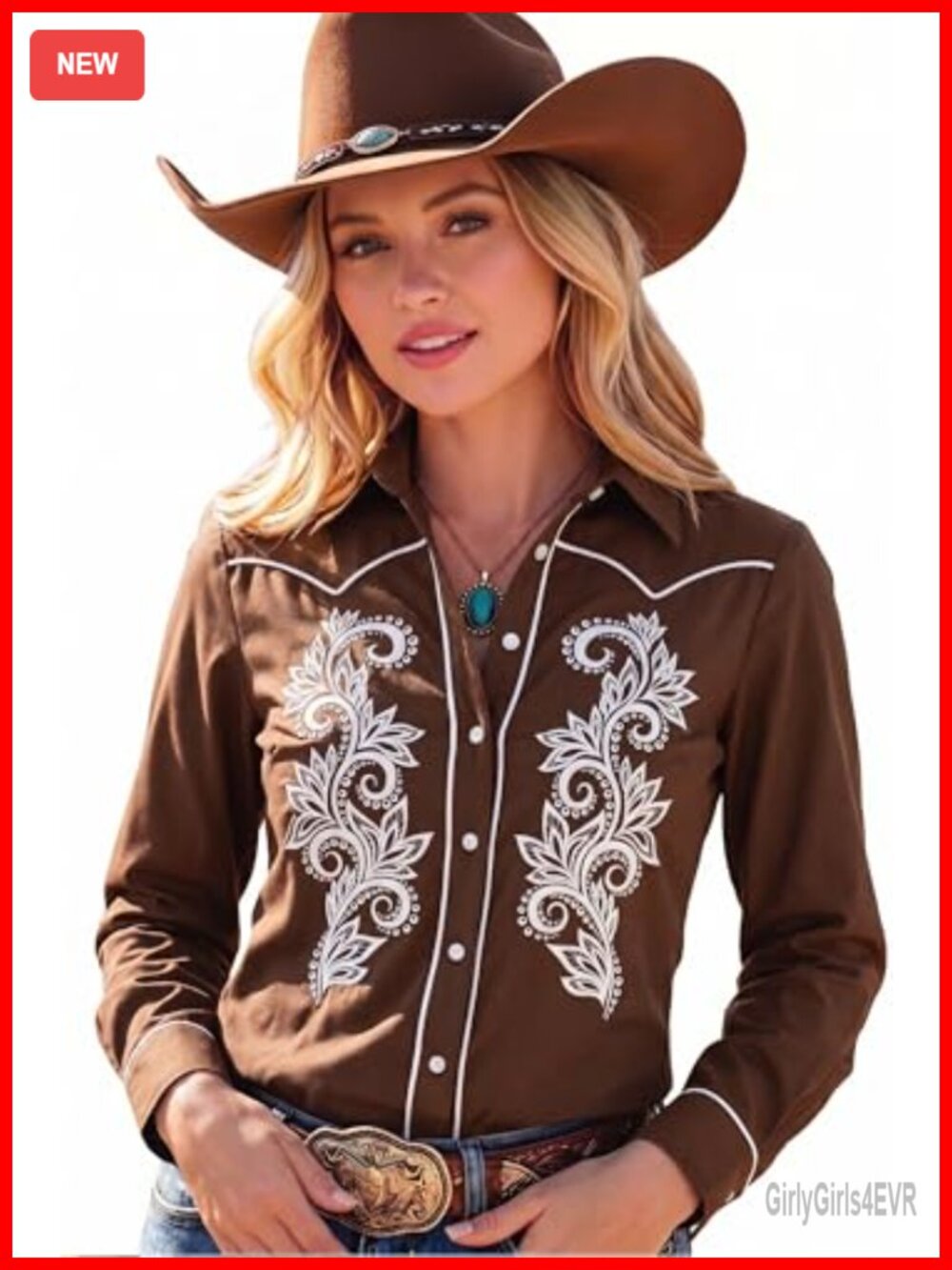 Western Shirt Button Down Long Sleeve Snap Cowgirl Top
